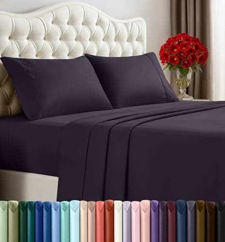 Utopia Bedding Set di lenzuola per letto king size, 4 pezzi, in microfibra spazzolata, resistente al restringimento e allo scolorimento, facile da pulire (king size, viola)