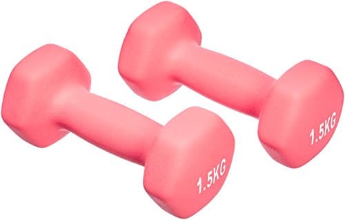 Amazon Basics Paire d'haltères en néoprène, 3 kg, 1.5 kg (lot de 2), Rose
