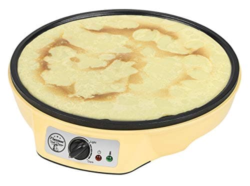 Bestron Crêpière électrique au design rétro, Sweet Dreams, Revêtement antiadhésif, Jaune, Ø 30 cm, 1000 W