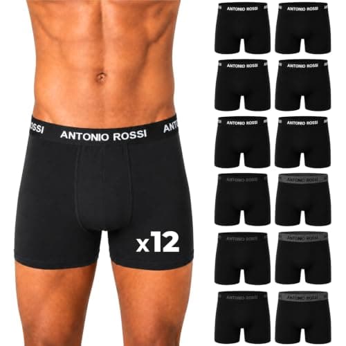 ANTONIO ROSSI Boxer Uomo Cotone 12 Pezzi di Alta Qualità, Mutande Uomo Traspiranti ed Elasticizzate, Intimo Uomo Morbido e Confortevole, Taglie S-5XL