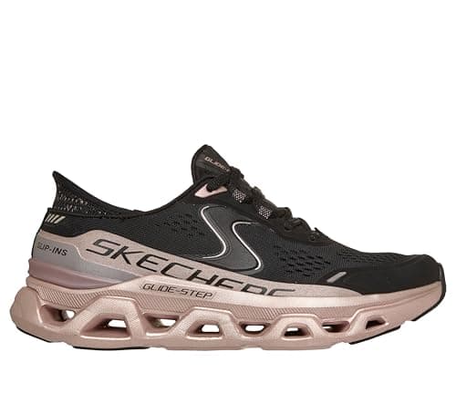 Skechers Glide-Step Altus-starlightt Shine - Tenis sin Cordones para Mujer, Bkrg=Negro/Oro Rosa, 36 EU