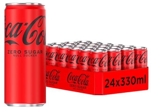 Coca-Cola Zero Sugar - koffeinhaltiges Erfrischungsgetränk mit originalem Coca-Cola-Geschmack - null Zucker und ohne Kalorien - in stylischen Dosen (24 x 330 ml)