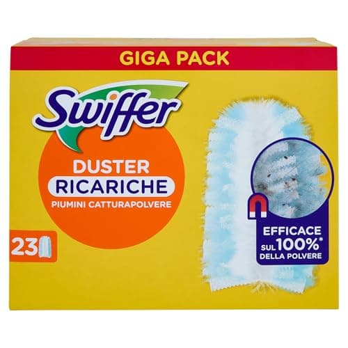 Swiffer Duster Plumeau Ricariche, 23 unità, cattura e trattiene 3 x più polvere e capelli di uno spolverino tradizionale, pulisce senza spargere la polvere, manico venduto separatamente