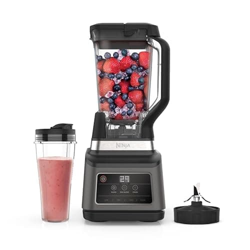 Ninja 2-en-1 Blender avec 3 programmes automatiques ; blend, max blend et écraser et 4 réglages manuels, bol de 2,1L et tasse de 700ml, 1200W, pièces lavables en lave-vaisselle, Auto-iQ, noir BN750EU