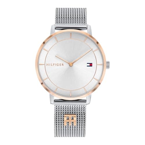 Tommy Hilfiger Reloj Analógico de Cuarzo para Mujer con Correa de Malla de Acero Inoxidable Plateada - 1782288