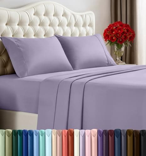 Utopia Bedding Set di lenzuola per letto king size, 4 pezzi, in microfibra spazzolata, resistente al restringimento e allo scolorimento, facile da pulire (king size, lavanda)