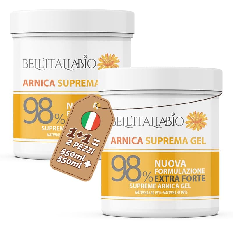 Arnica per Cavalli Uso Umano 98% Formula Naturale Extra Forte, Arnica Gel Forte per Massaggi Locali, 100% Made in Italy 2x550 ml - BELL'ITALIABIO