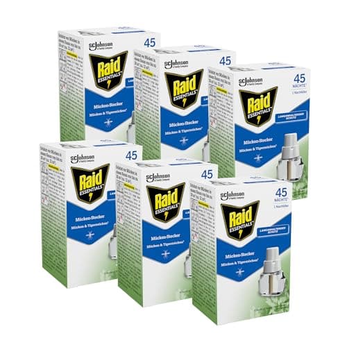 Raid Essentials Mückenstecker 45 Nächte Nachfüller, Geruchsneutral, 6er Pack