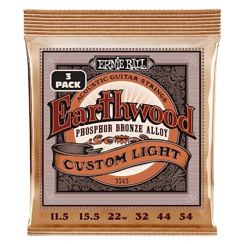 Ernie Ball Earthwood Custom Light Phosphor Bronze Acoustic Guitar Strings 3 Pack - 11.5-54 Gauge
