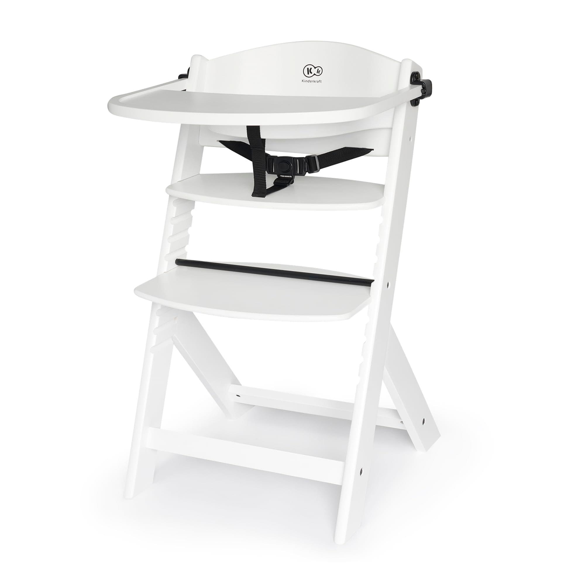 kk Kinderkraft Trona Bebé de Madera ENOCK, Evolutiva Silla Alta, Ergonómica, Regulable, Blanco completo