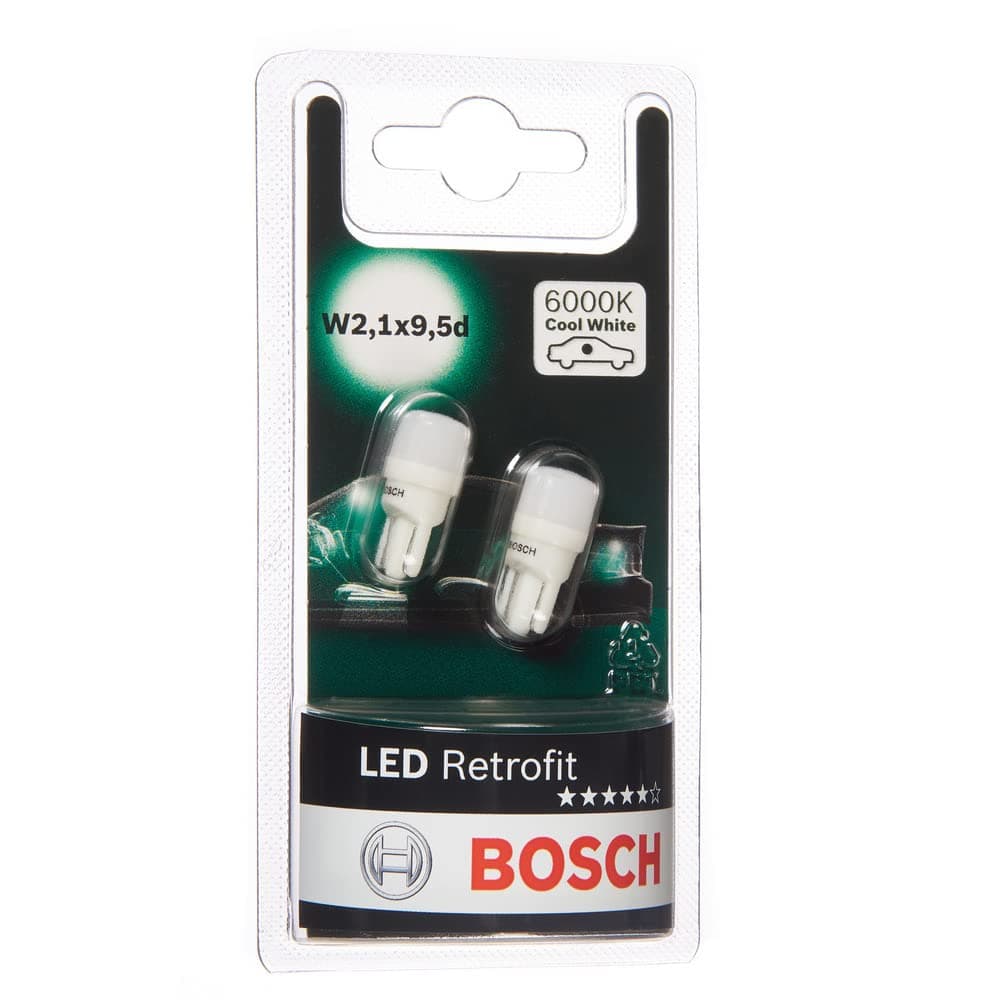 Bosch -W5W LED Retrofit lampes auto - 12 V 1 W W2,1x9,5d - 2 ampoules