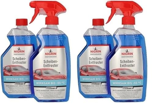 NIGRIN Scheiben-Entfroster Sprühflasche 1x500ml + 1x500ml Nachfüllflasche, Scheiben-Enteiser-Spray, Pumpzerstäuber, wirksam bis -55° C, verhindert Wiedervereisung (Packung mit 2)