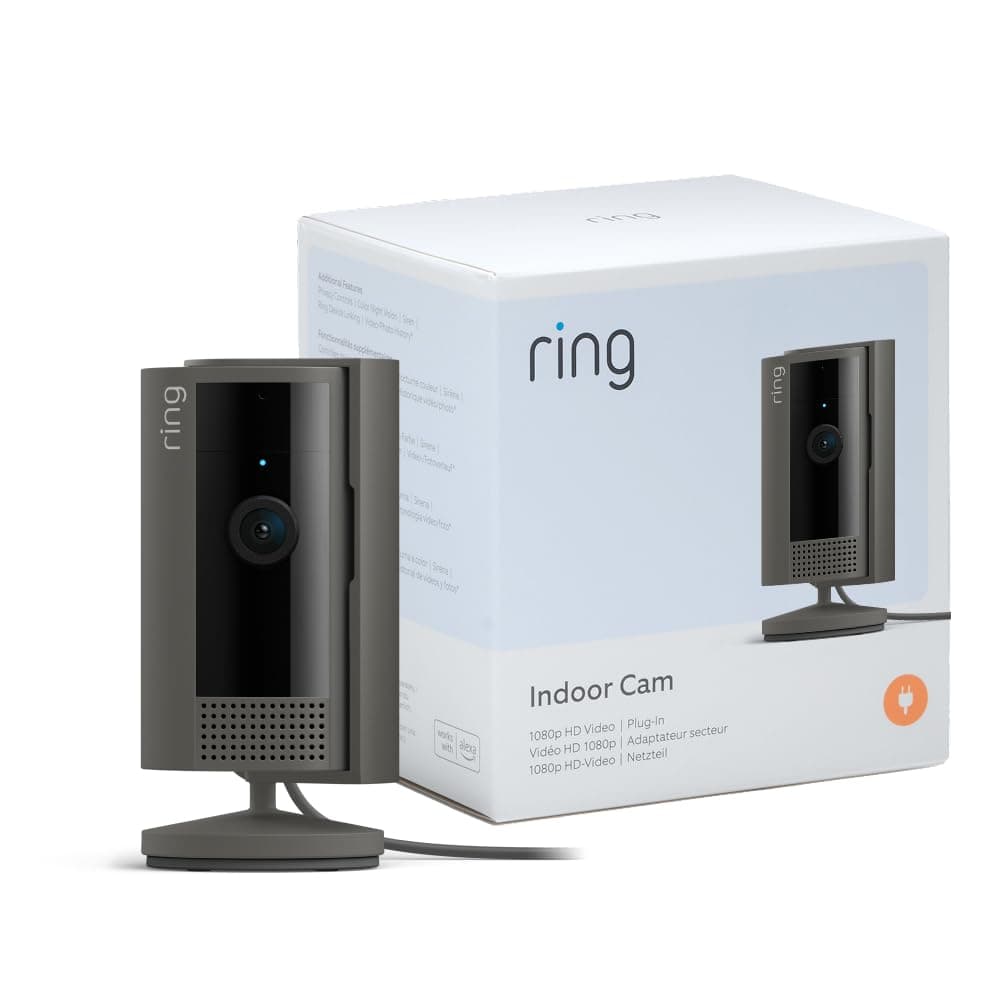 Ring Caméra intérieure (Indoor Camera 2e gén.) | Caméra de surveillance wifi sur secteur pour animaux, vidéo HD 1080p, audio bidirectionnel, cache de confidentialité | Essai Ring Home gratuit 30 j.