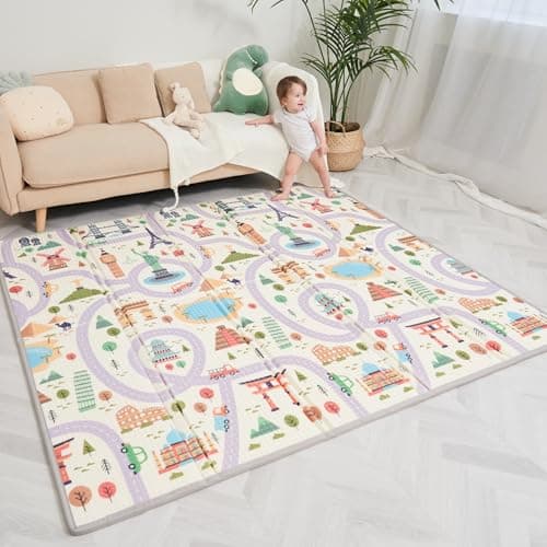 Tapis D'éveil Bébé Pliable Epais Réversible 150x180x1cm - Tapis De Jeu pour Enfant Bebe - Tapis De Sol XXL en Mousse - Tapis De Motricité Favorisant Le Développement Sensoriel - Cadeau Naissance Bébé