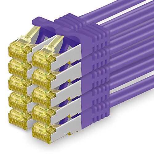 1aTTack.de CAT 7 LAN Kabel 3.0m 10Gbps S/FTP (10 Stück Violett)