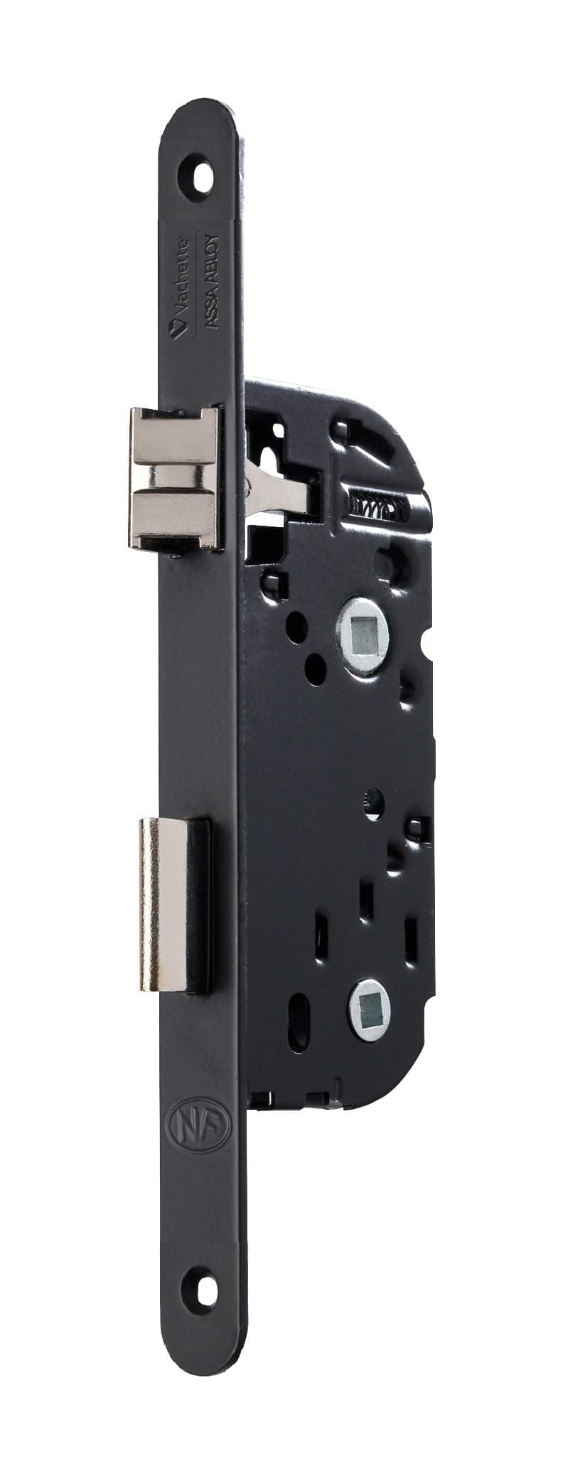 Vachette Serrure à Encastrer à Condamnation Certifiée NF niveau 2, Axe à 40mm, Coffre 135mm - D23 - Réversible sans démontage, Têtière bouts ronds, Verrouillage 1 tour - Porte Salle de bain, WC - Noir