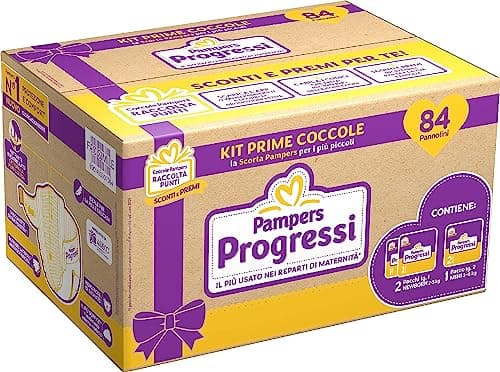 Pampers Progressi Primi Giorni, 84 Pannolini, Due Pacchi Taglia 1 (2-5 Kg) e Un Pacco Taglia 2 (3-6 Kg)