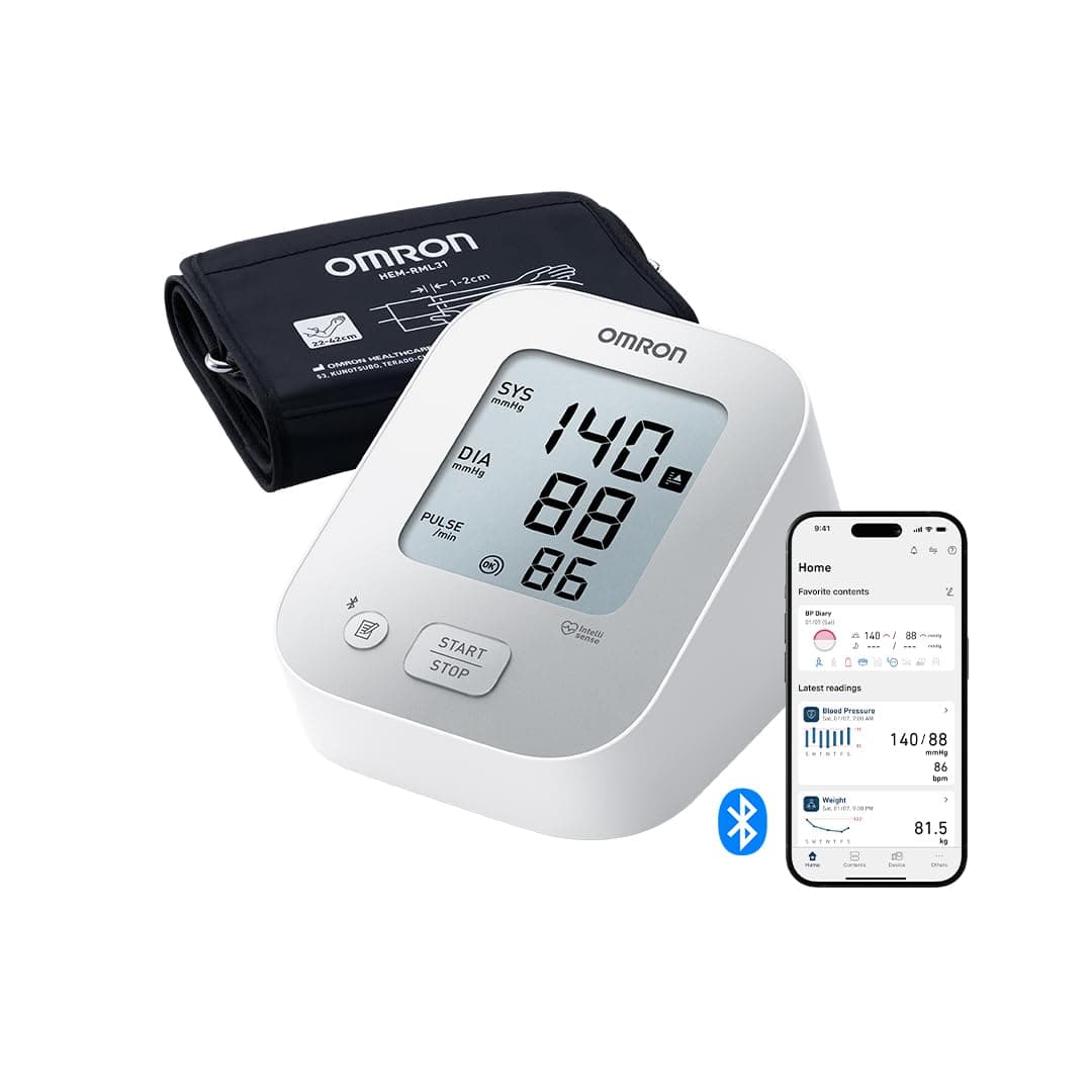 OMRON X2+ Connect Appareil tension artérielle bras – Connexion Bluetooth – Tensiomètre bras validé cliniquement – Tensiomètre avec détection de pulsation cardiaque irrégulière et hypertension