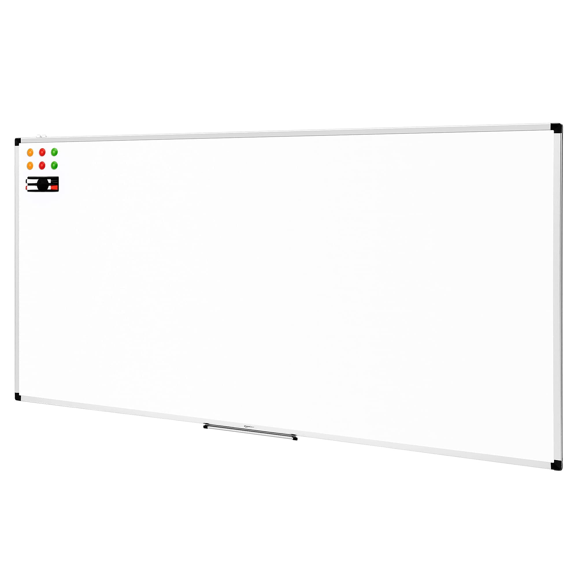 Amazon Basics Magnetisches Whiteboard mit Stiftablage und Aluminiumleisten, trocken abwischbar, 240 cm x 120 cm (B x H), Weiß