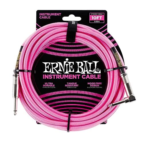 Ernie Ball Câble d'Instrument Tressé Droit/Coudé 3m - Rose Néon
