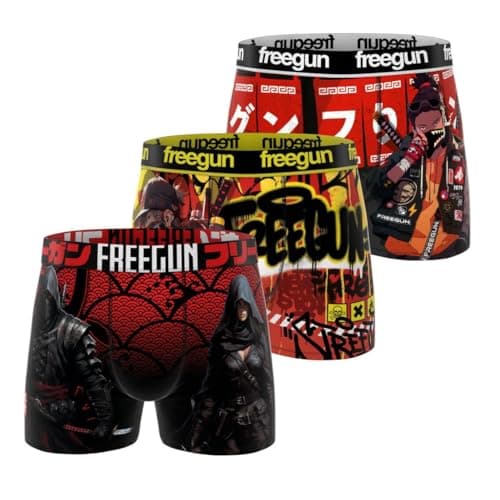 FREEGUN Boxer Caleçon Enfant Sport, Lot de 3, Rouge A97 (8/10 Ans)