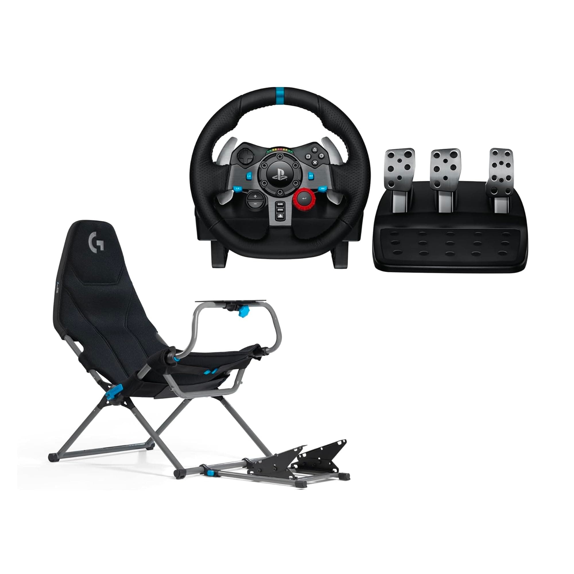 Logitech G Logitech G29 Driving Force Racing Wheel for PlayStation 4, PlayStation 3 and PC + Playseat Challenge X - Edition EU Enchufe - Negro