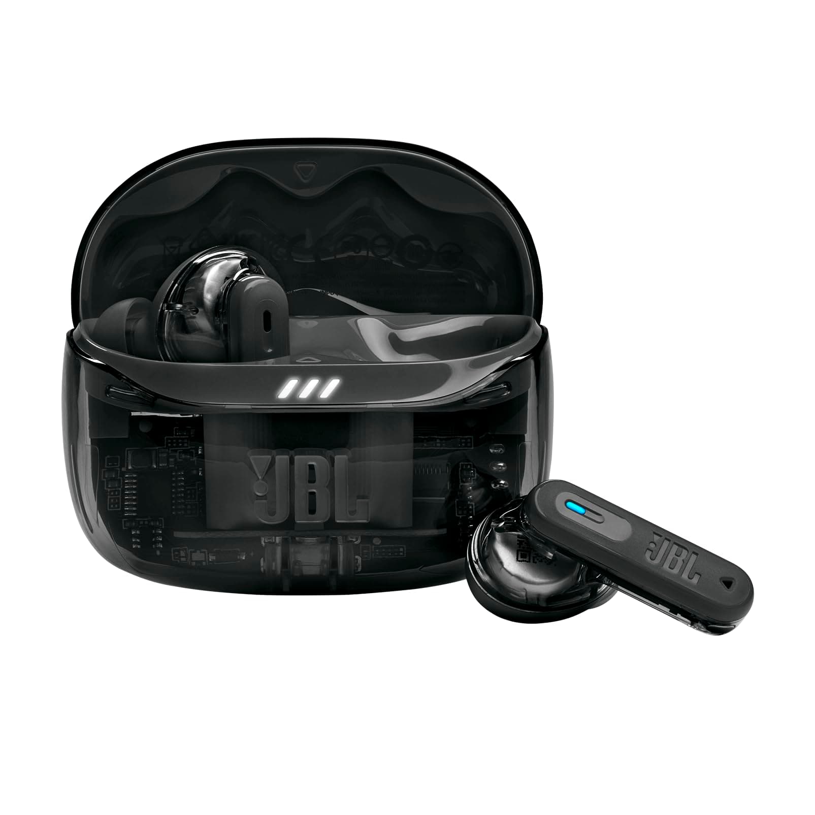JBL Tune Beam Ghost 2, Écouteurs sans Fil Bluetooth, réduction de Bruit, 48 Heures d'autonomie, résistance à l'eau et à la poussière IP54, Connexion multipoint, Black Ghost