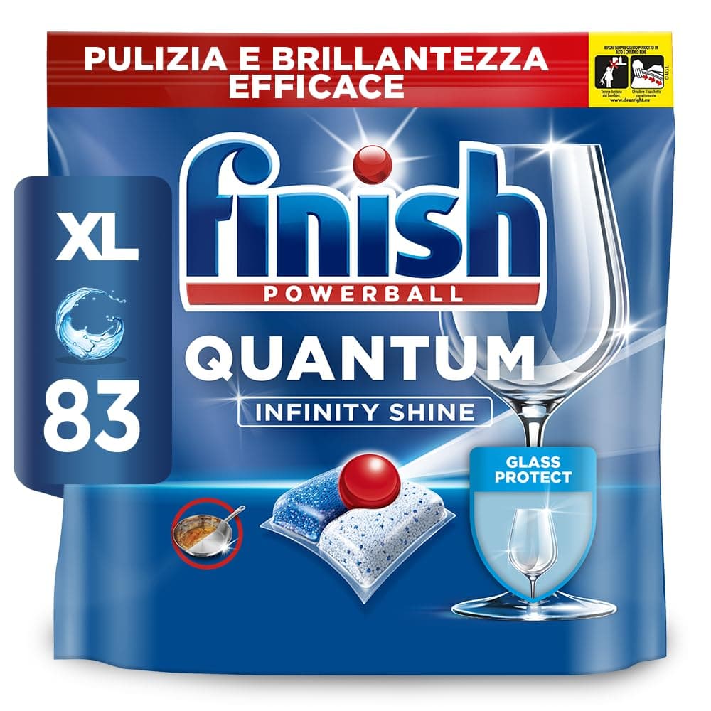 Finish Quantum Infinity Shine Pastiglie Lavastoviglie, 83 Capsule Lavastoviglie, Pastiglie per Lavastoviglie per una Pulizia Profonda e Stoviglie Brillanti