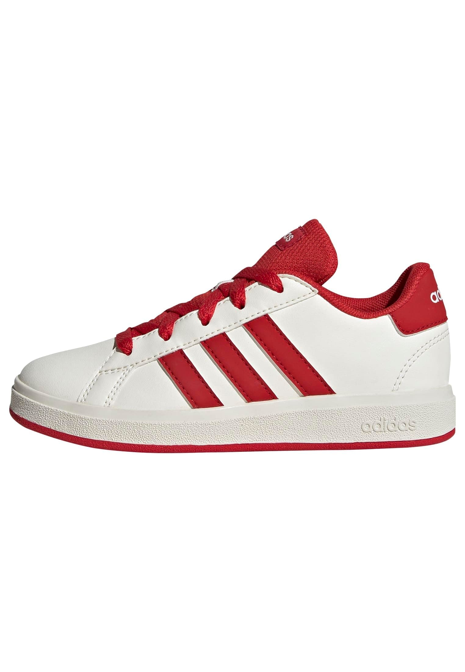 Adidas Mixte Enfant Grand Court Lifestyle Tennis Lace-Up Shoes, Off White/Collegiate Red/Core Black, 33 EU