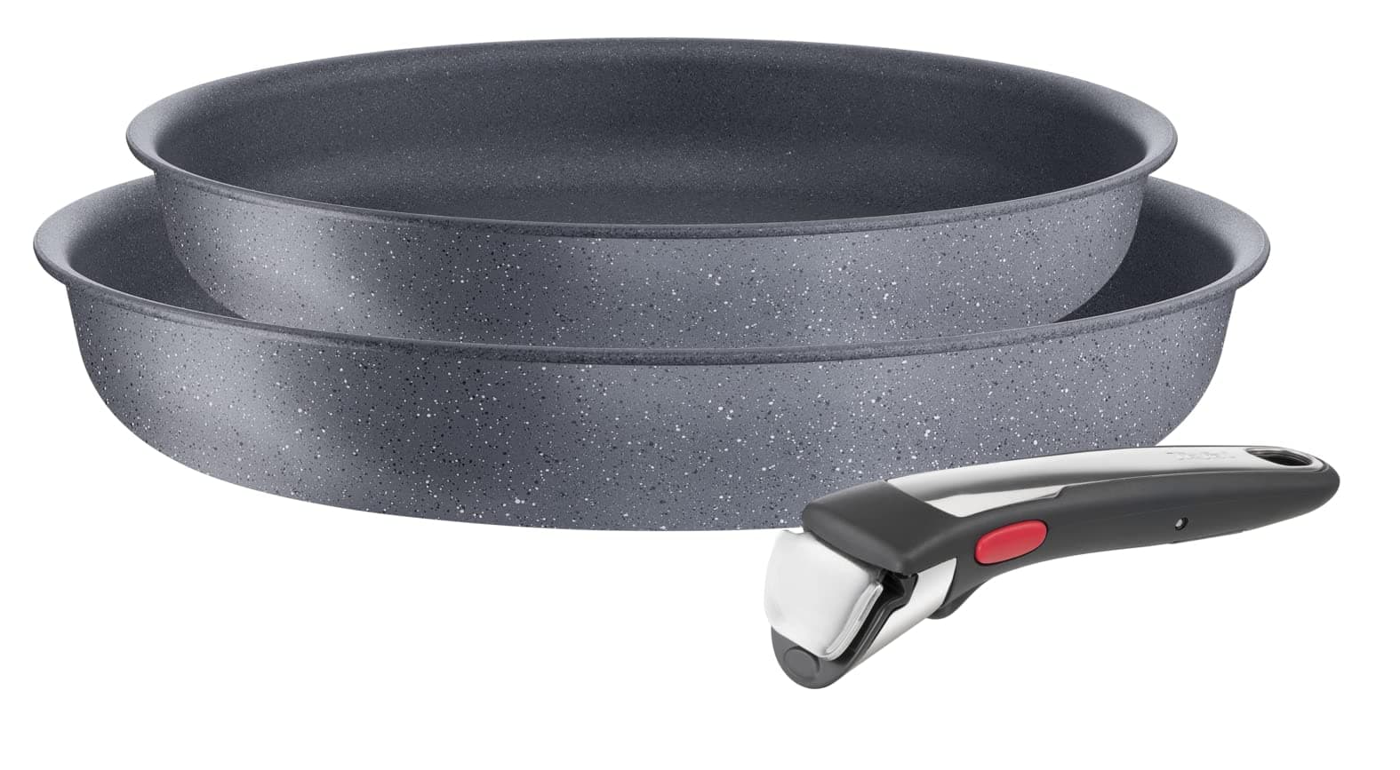 Tefal Ingenio Lot de 2 poêles + poignée amovible, Induction, Revêtement antiadhésif, Empilable, Compatible lave-vaisselle, Fabriqué en France, Natural On L7669353, Gris