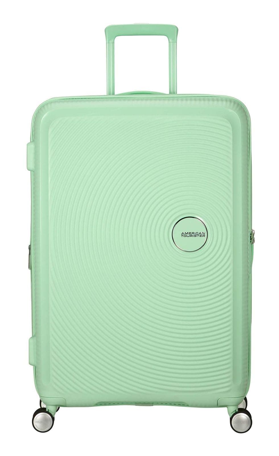 American Tourister Soundbox - Valigia Rigida Grande, 77 cm - Trolley con 4 ruote, Serratura TSA, Espandibile e Leggera, 97/110L, Verde (Pastel Green)