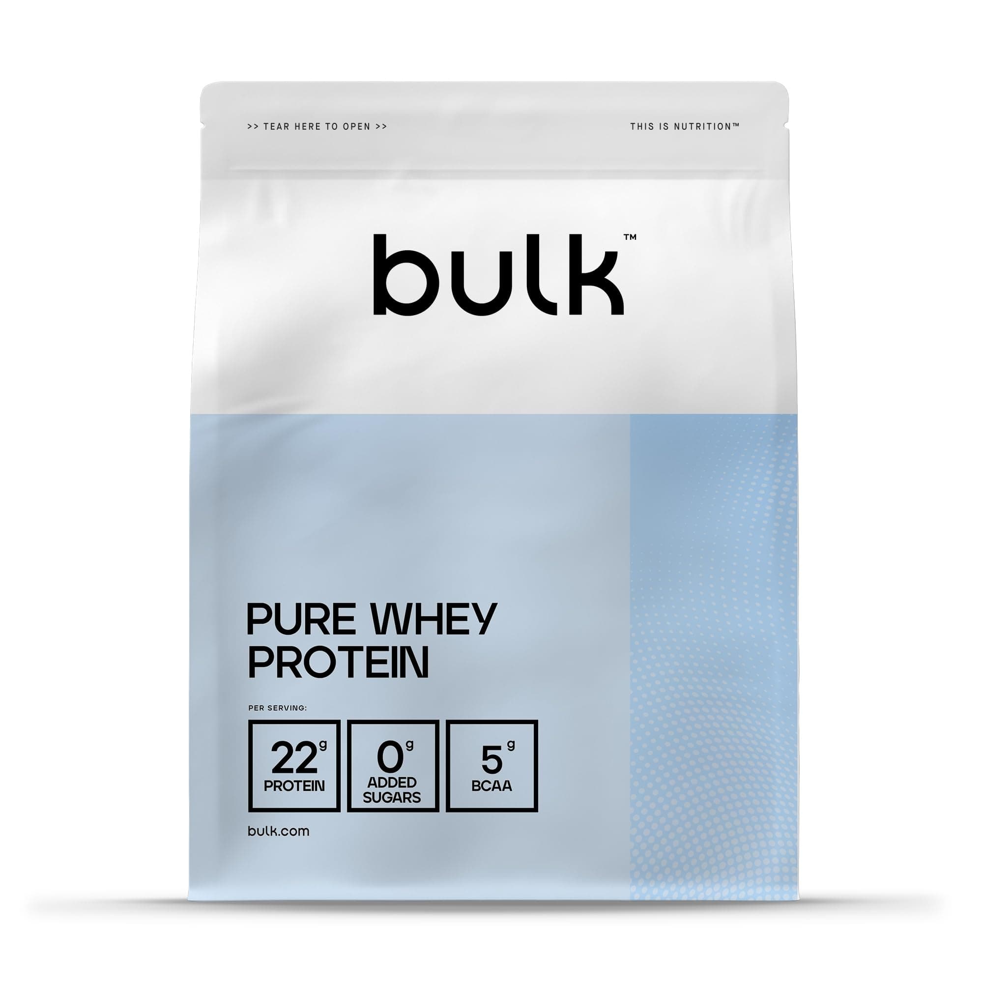 Bulk Pure Whey Protéine en Poudre, Chocolat, 22g Protéines 5g BCAA portion, Shake de Whey, Faible en sucre, Favorise la croissance la récupération musculaires, Mélange facile, 1kg