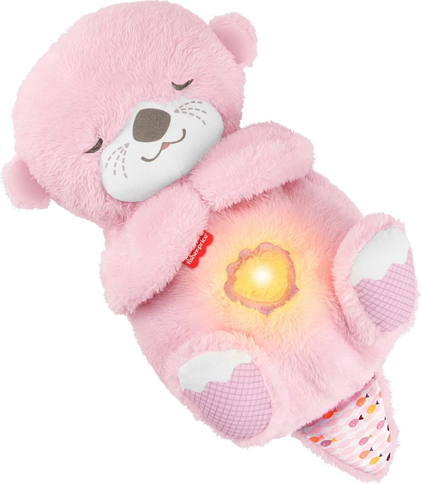 Fisher-Price Nutria Hora de dormir Juguete para bebés, sonajero portátil de peluche rosa con movimiento de respiración y luces para bebés recién nacidos a partir de 0 meses, JLJ33