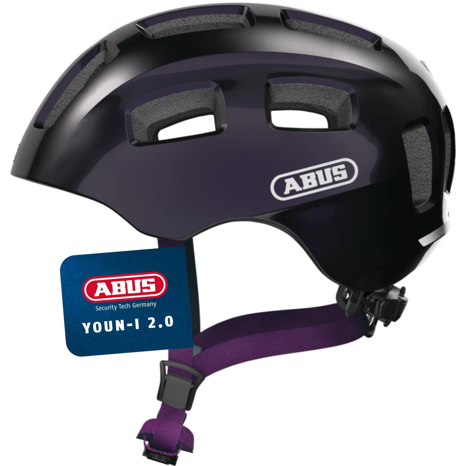 ABUS 40166 Fahrradhelm, Schwarz/Lila (Violet), S (48-54 cm​)