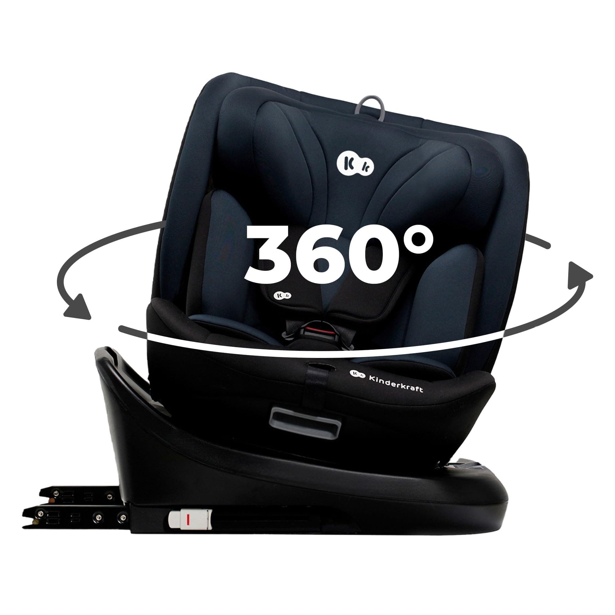 Kinderkraft I-GROW Siège auto bébé, I-SIZE 40-150 cm, 0 à 36 kg évolutif, dès la naissance et jusqu'à 12 ans environ, Groupe 0/1/2/3, Isofix, 360°, RWF, FWF, Protections latérales, Noir graphite