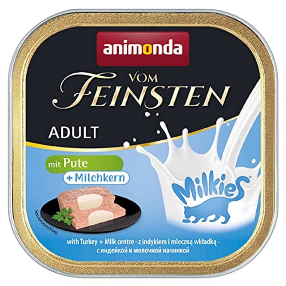 animonda vom Feinsten Katzenfutter nass mit Pute + Milchkern (32 x 100g), getreidefreies Katzenfutter nass ohne Zucker, mit frischen, fleischigen Zutaten