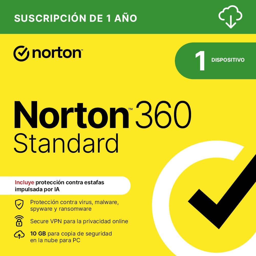 Norton 360 Estándar 2025|Antivirus 1 Dispositivo|1 año| Descarga digital
