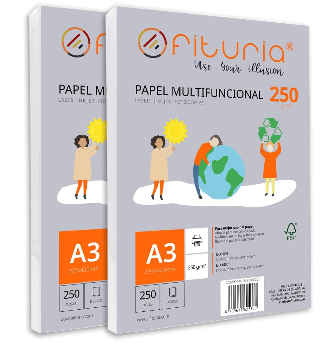 Ramette de papier A3 250g avec 500 feuilles blanches, papier multifonctionnel pour un usage scolaire et professionnel. Idéal pour imprimantes laser, à jet d’encre ou photocopieuses – Ofituria