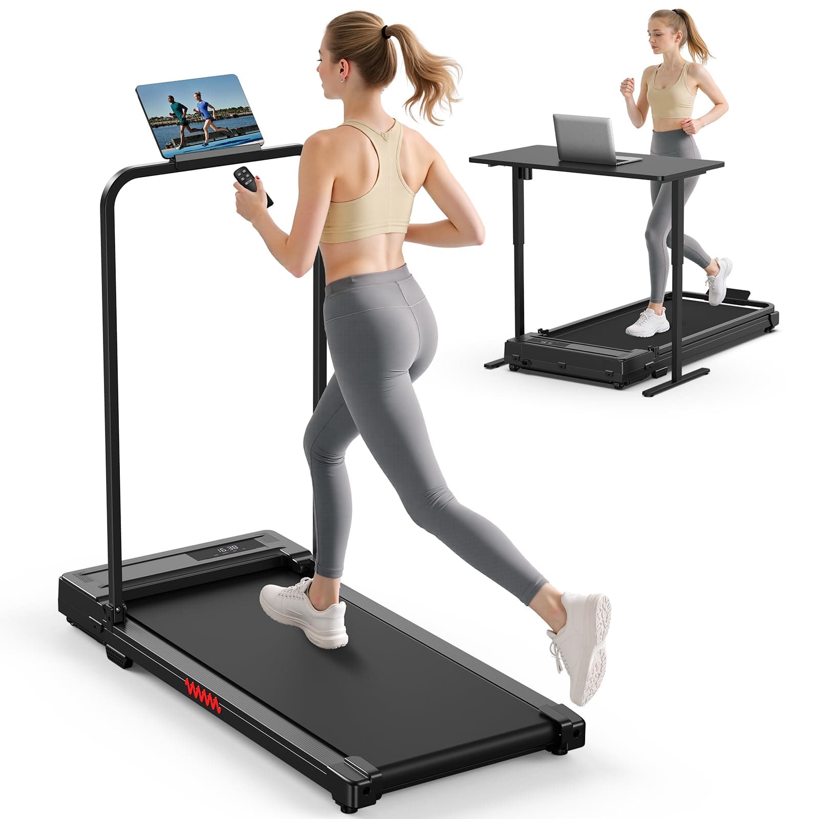 Tapis de Marche Course Pliable - Maison Bureau Walking Pad Roulant Électrique Compact Vibrant Treadmill 6KM/H Moteur Silencieux Motorise Portable Petit Courses Mini Treadmills