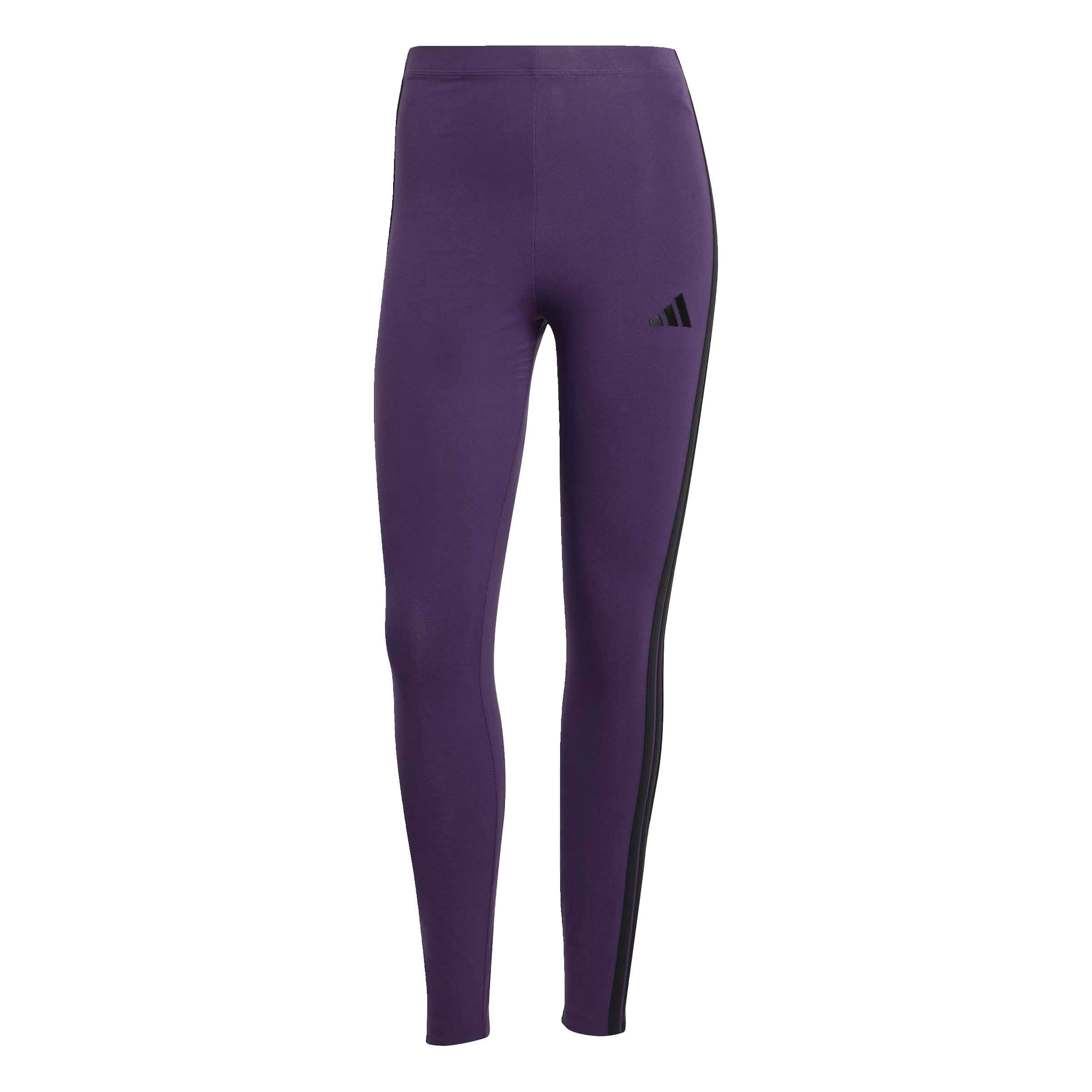 adidas Mujer ESSENTIALS 3-STRIPES COTTON LEGGINGS, aurora plum/black, XL