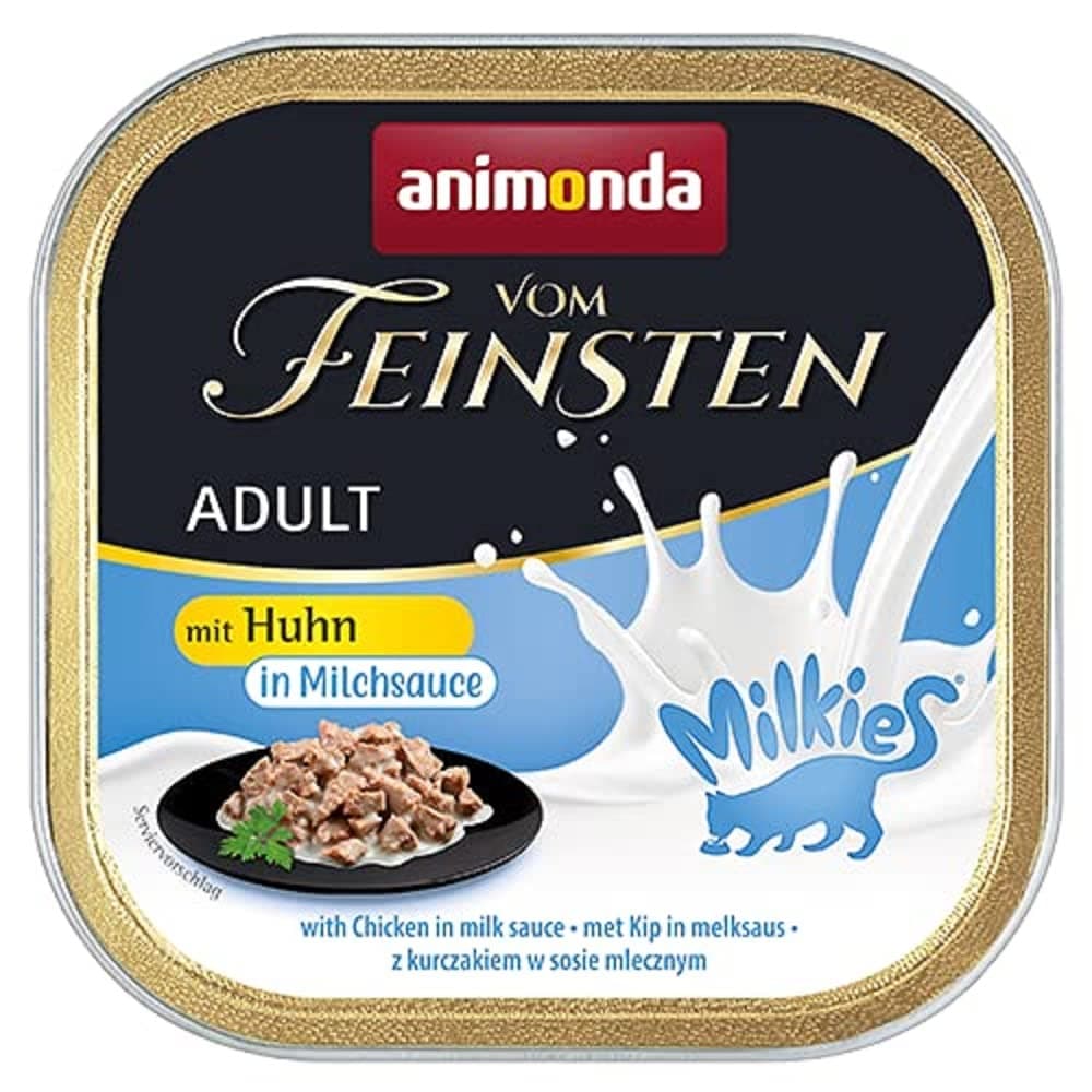 animonda vom Feinsten Katzenfutter nass Milkies Huhn in Milchsauce (32 x 100g), getreidefreies Katzen Nassfutter ohne Zucker, mit frischen, fleischigen Zutaten