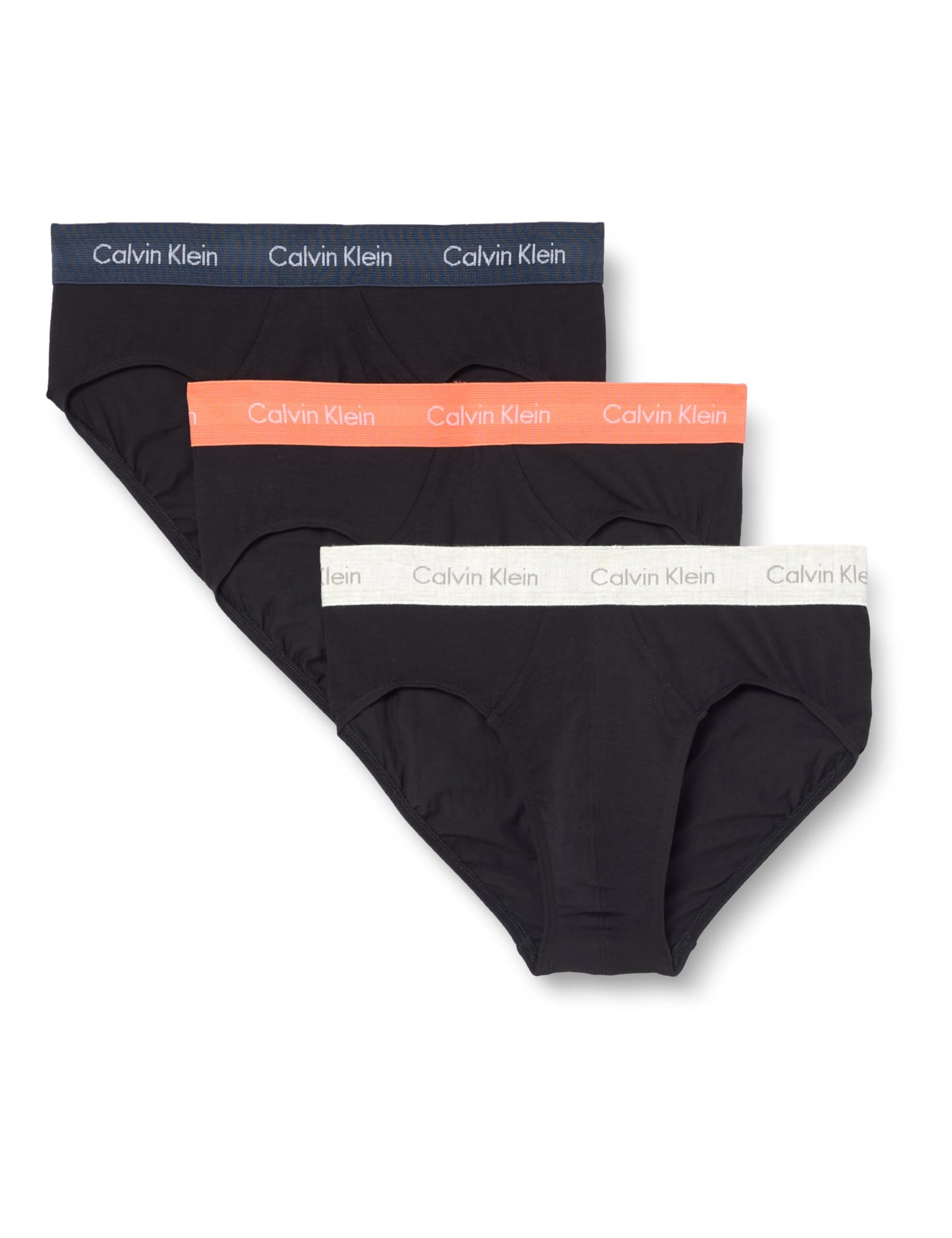 Calvin Klein Hip Brief 3Pk 0000U2661G, Slip, Uomo, Multicolore (Black Bodies W/Ink/Coral Pop/Snow), XS