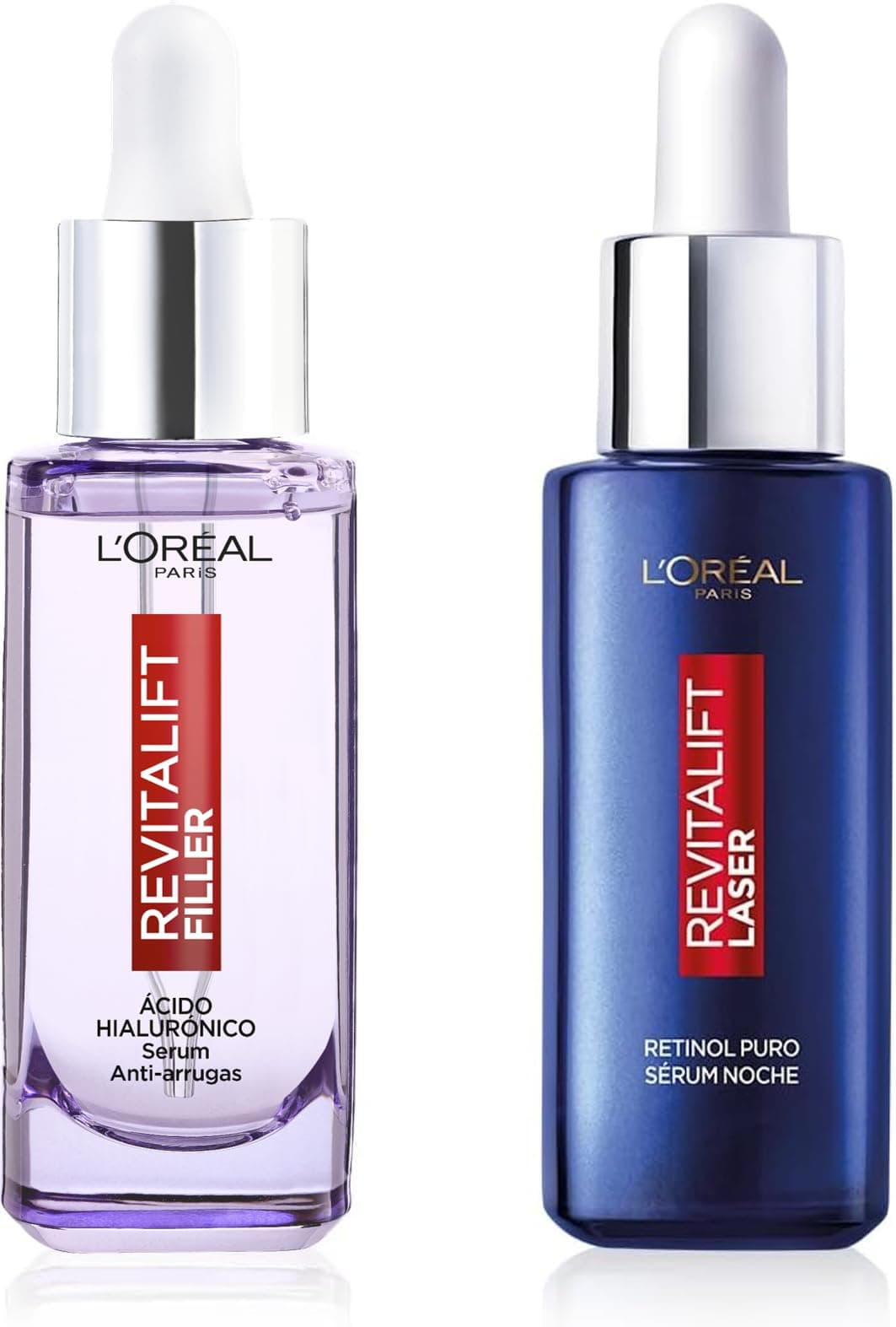 L'Oréal Paris Rutina Día y Noche Serum Filler Antiarrugas con Ácido Hialurónico, Péptidos. Hidrata, Ilumina, Rellena+Serum Laser con Retinol. Antiedad y Antiarrugas. Inspirado en cosmética coreana