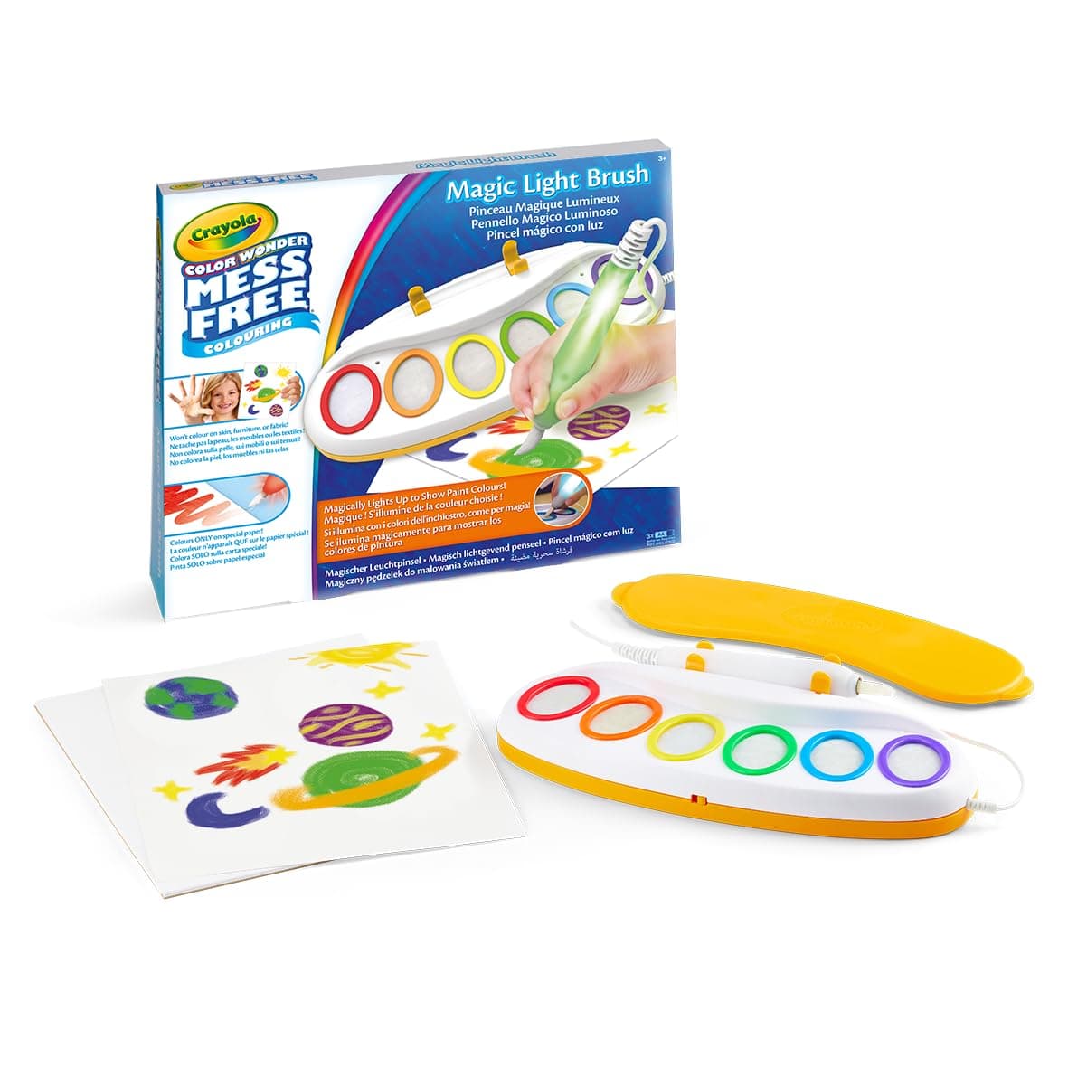 CRAYOLA Color Wonder Magic Light Brush, MagiPennello Luminoso, Set Pittura Senza Macchia, attività Creativa e Regalo per Bambini dai 3 Anni, Pennello Magico, 75-7131, Versione Internazionale