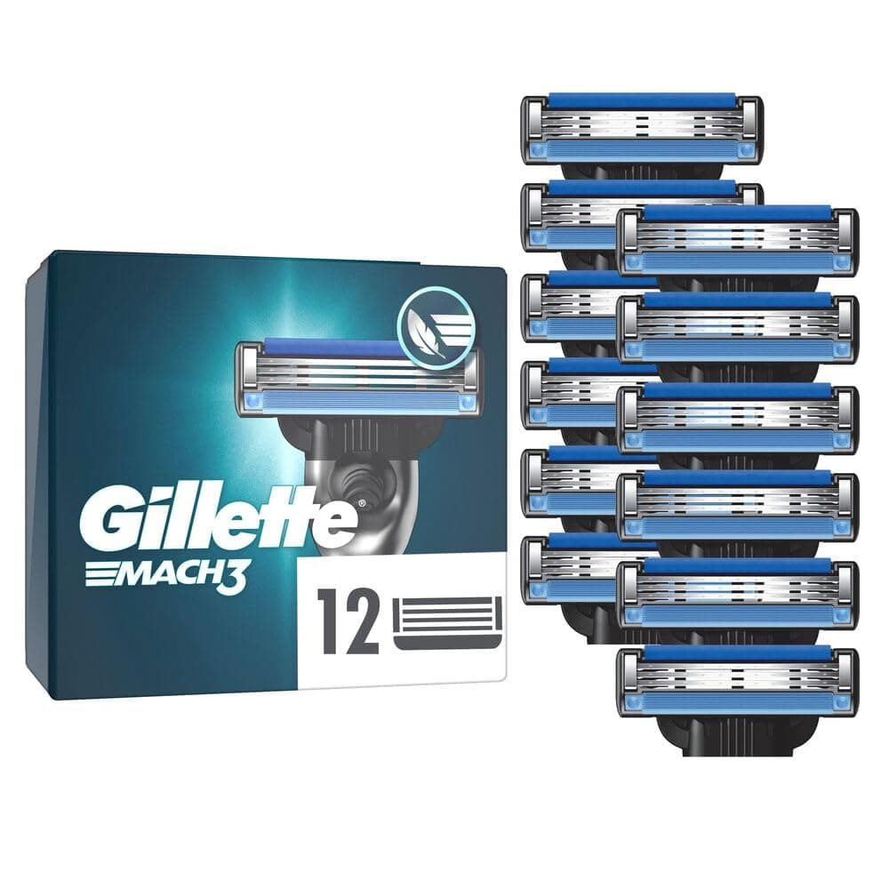 Gillette Mach3 Rasierklingen für Männer, 12 Original Gillette Ersatzklingen, Klingen für Herren mit Gleitstreifen für ein sanftes Gleiten und Klingenbeschichtung
