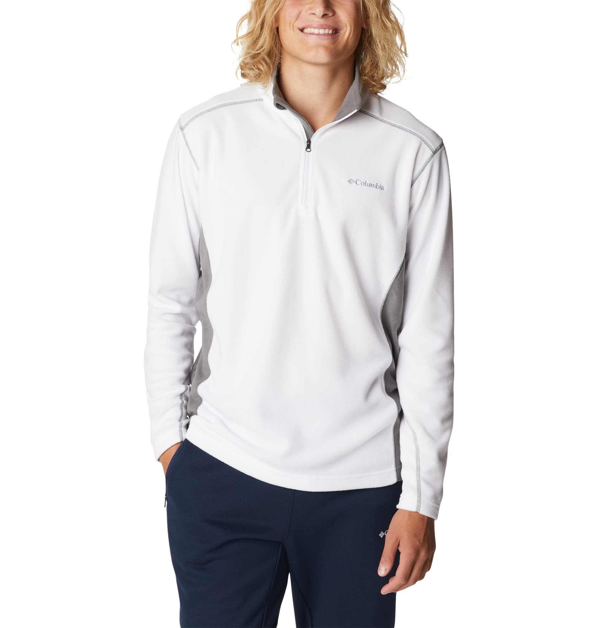 Columbia Klamath Range 2 Half Zip, Sudadera De Forro Polar Hombre, White/City Grey, XS