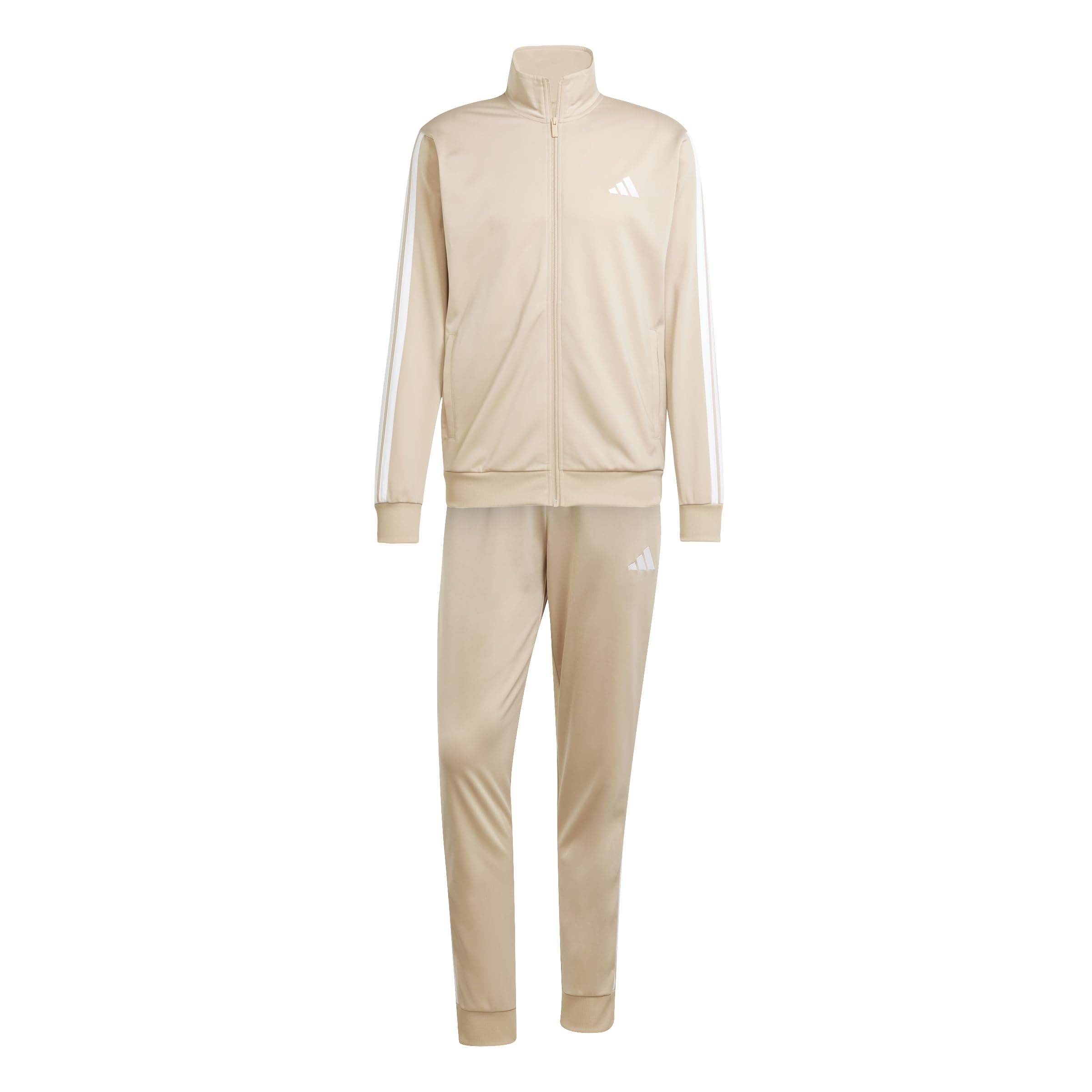 adidas Uomo SPORTSWEAR BASIC 3 STRIPES TRICOT TRACKSUIT, magic beige/white, L