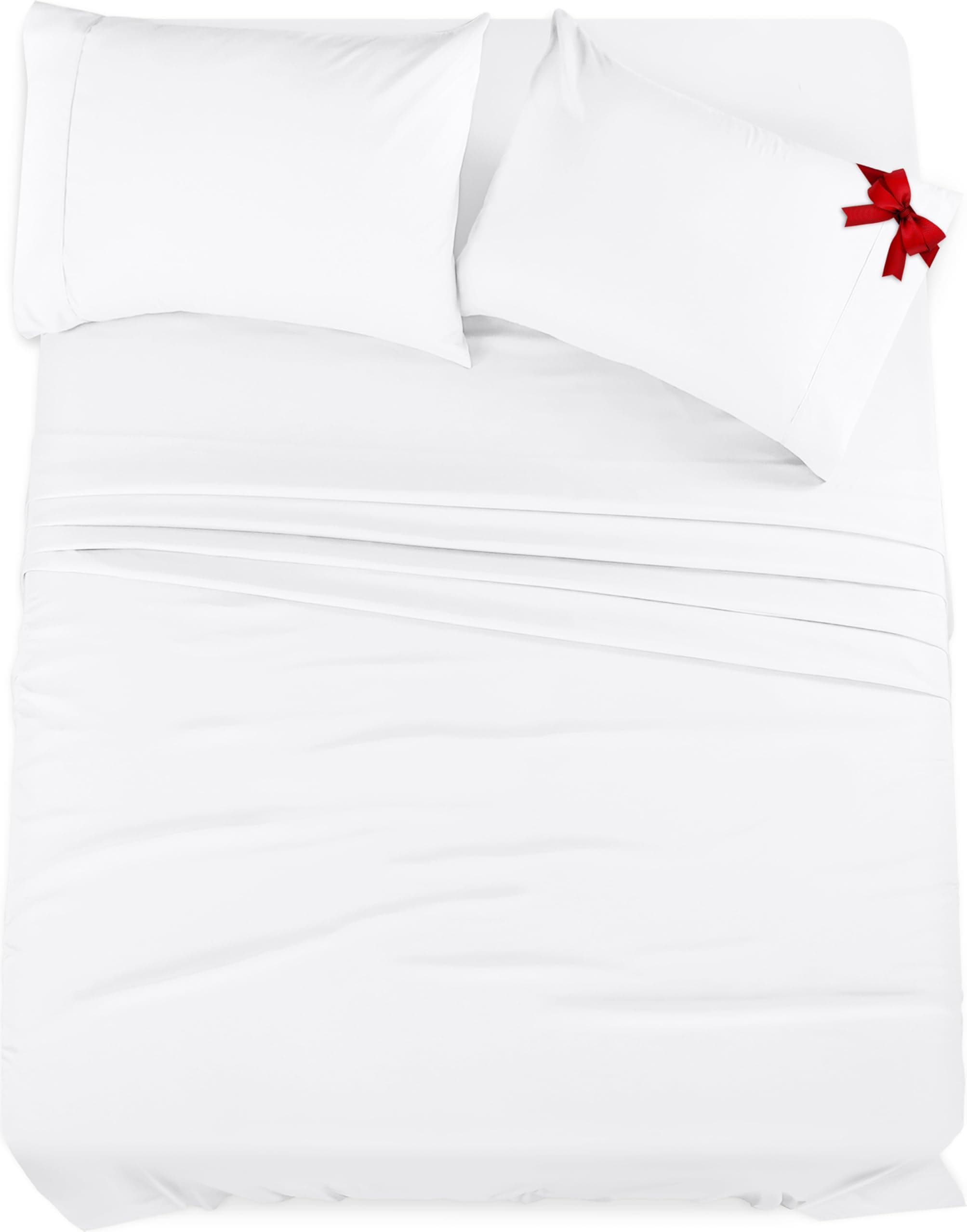 Utopia Bedding Set di lenzuola per letto California king, in microfibra spazzolata, non si restringe e non sbiadisce, facile da pulire, 4 pezzi, colore bianco