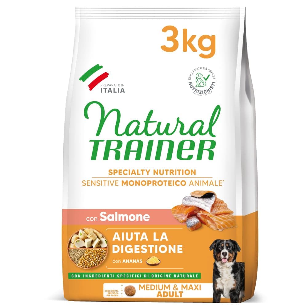Natural Trainer Sensitive No Gluten Cibo per Cani Adulti con Salmone, 3Kg