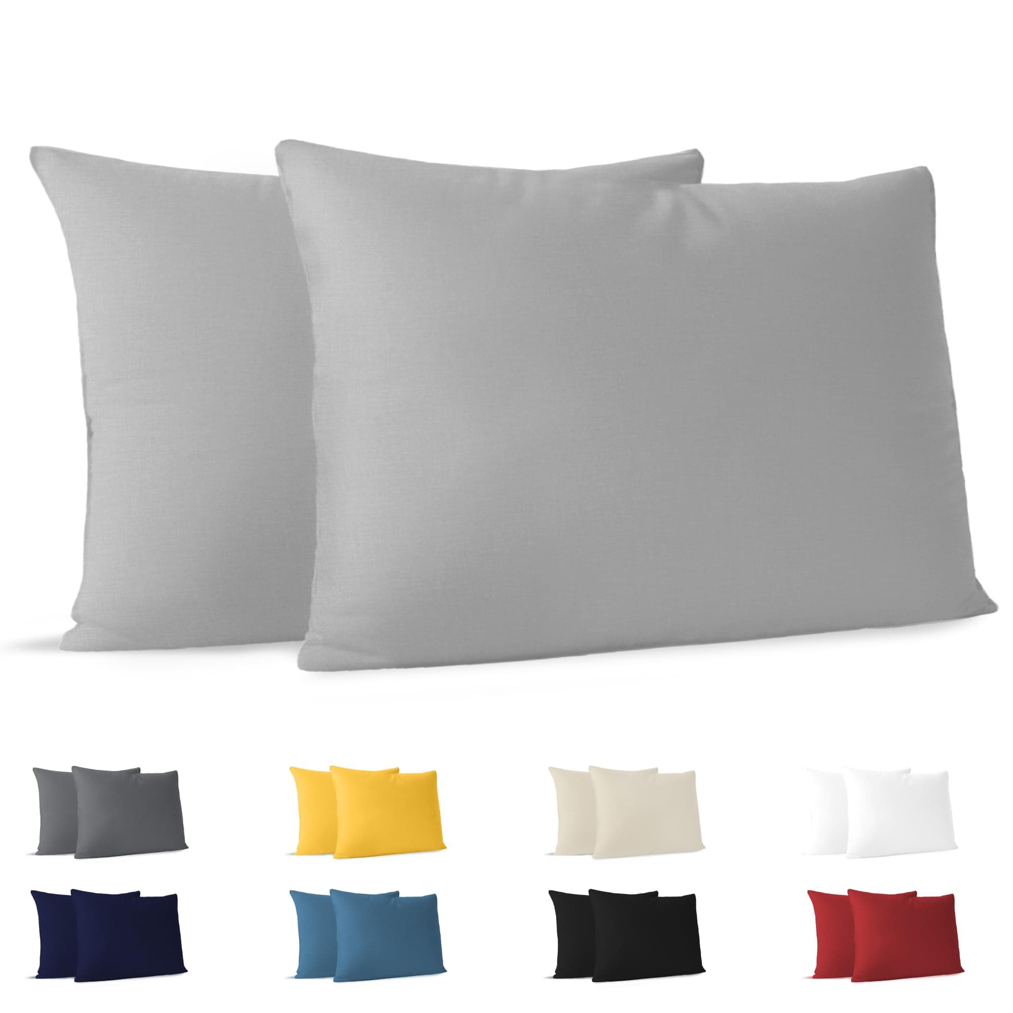 Dreamzie Set mit 2X Kissenbezüge Baumwolle 100% Jersey Baumwolle - Kissenhülle 2er Pack - Bettwäsche Doppelbett Kissenbezug - Kissen Schoner - Resistent und Hypoallergen (40 x 60 cm, Grau)